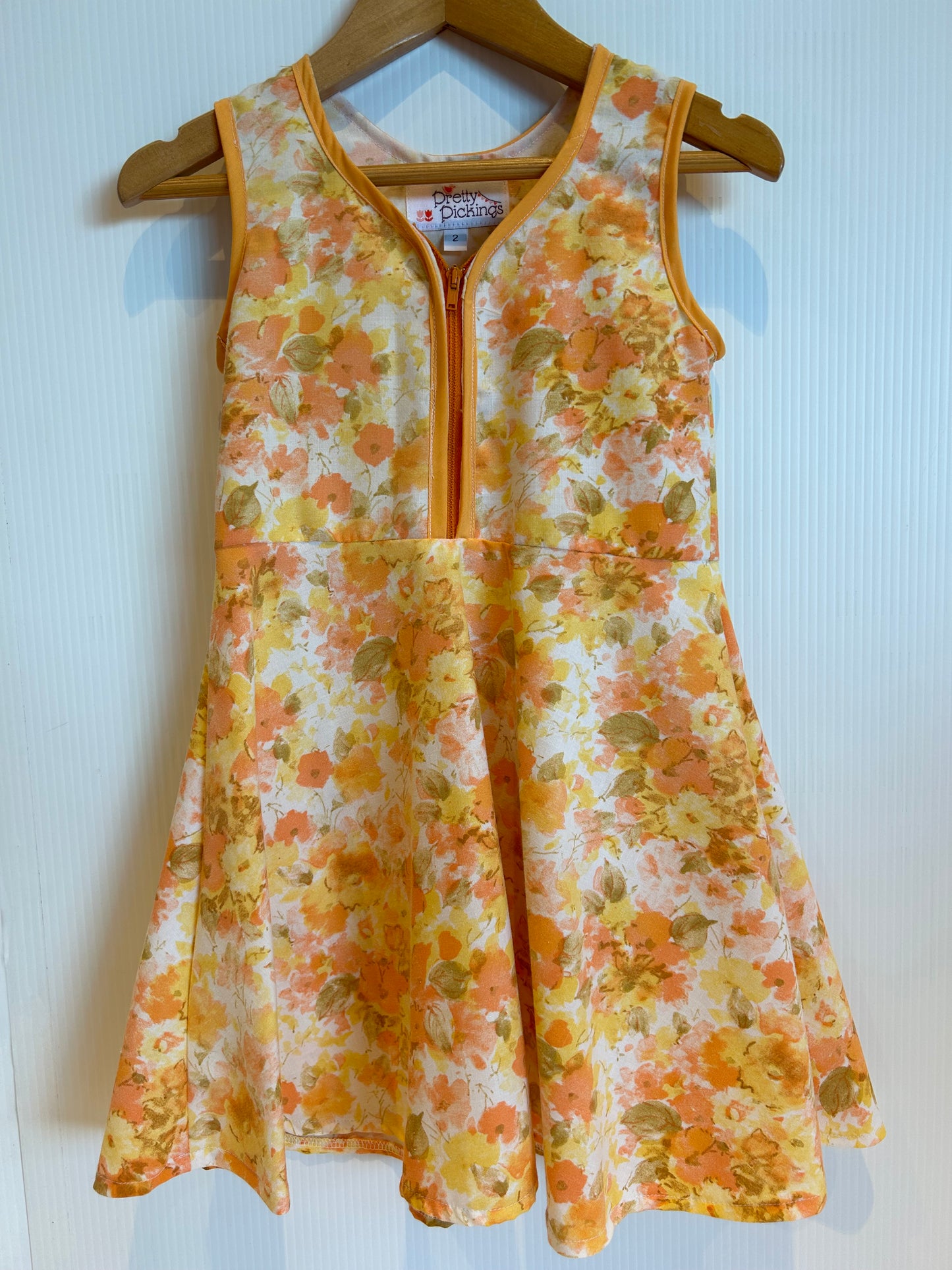 Vintage fabric zipper dress - size 2