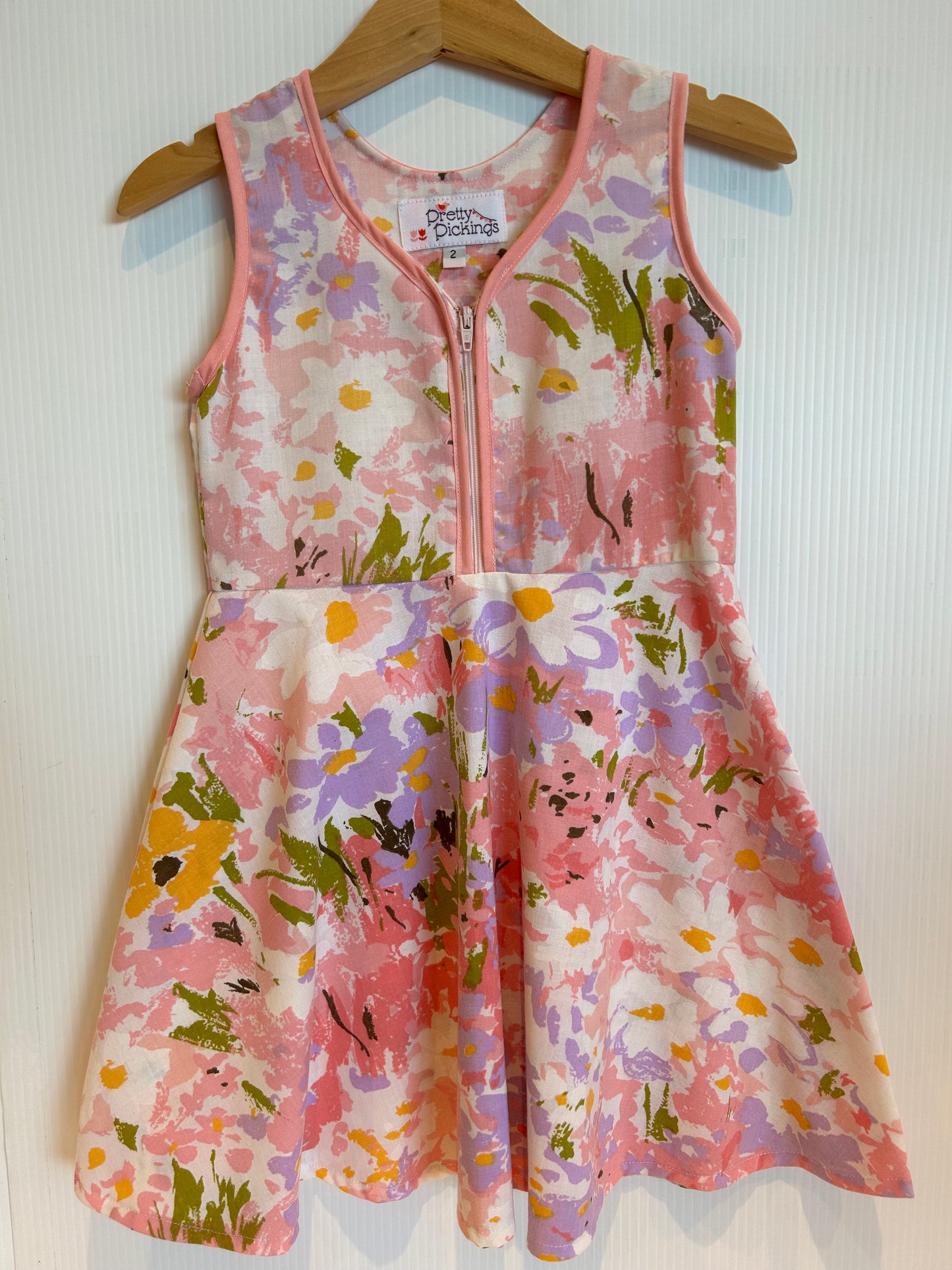 Vintage fabric zipper dress - size 2